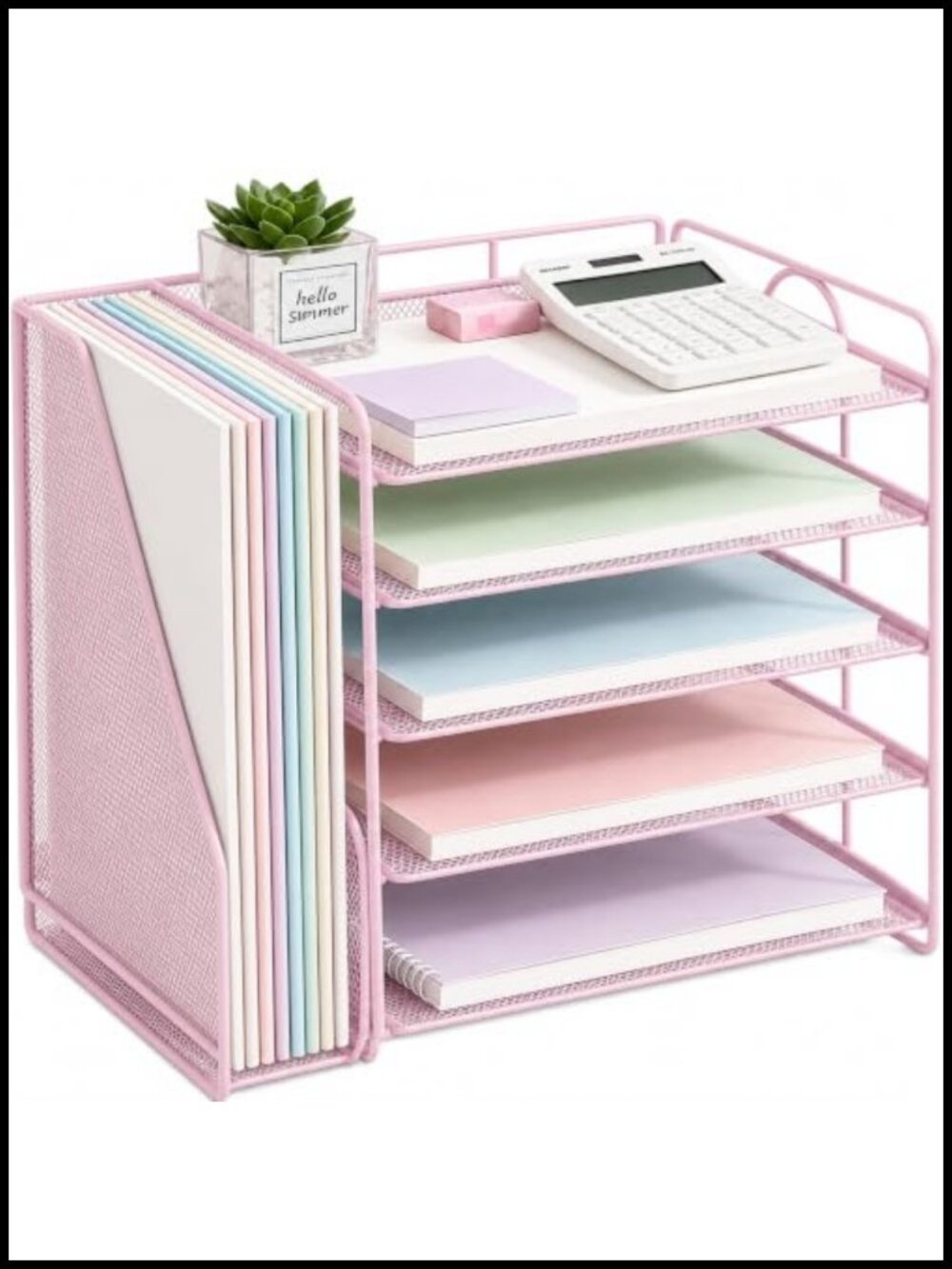 5-Tier Metal Letter Tray Desk Organizer File Paper Storage